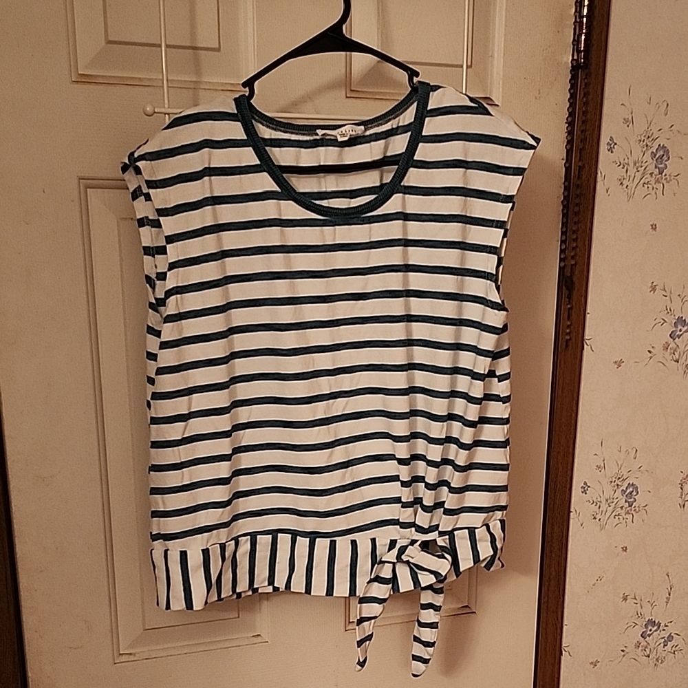 Striped Sleeveless Top with Tie Detail